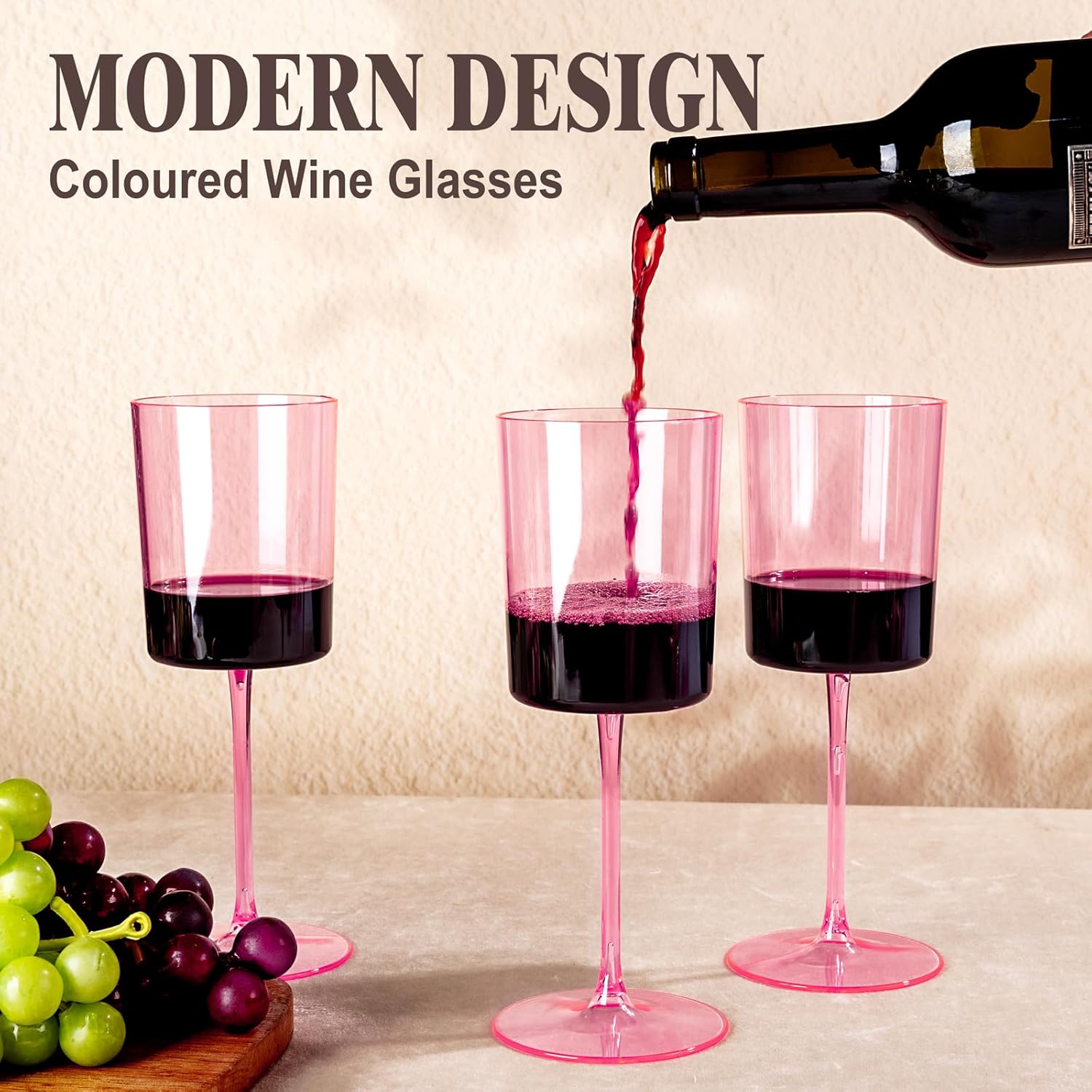 Ciaell 12 Pack Pink Plastic Wine Glasses - 14Oz Plastic Wine Glasses with Stem - Disposable Stemmed Wine Glass for Parties & Weddings & Outdoor & Valentine's Day - Image 7