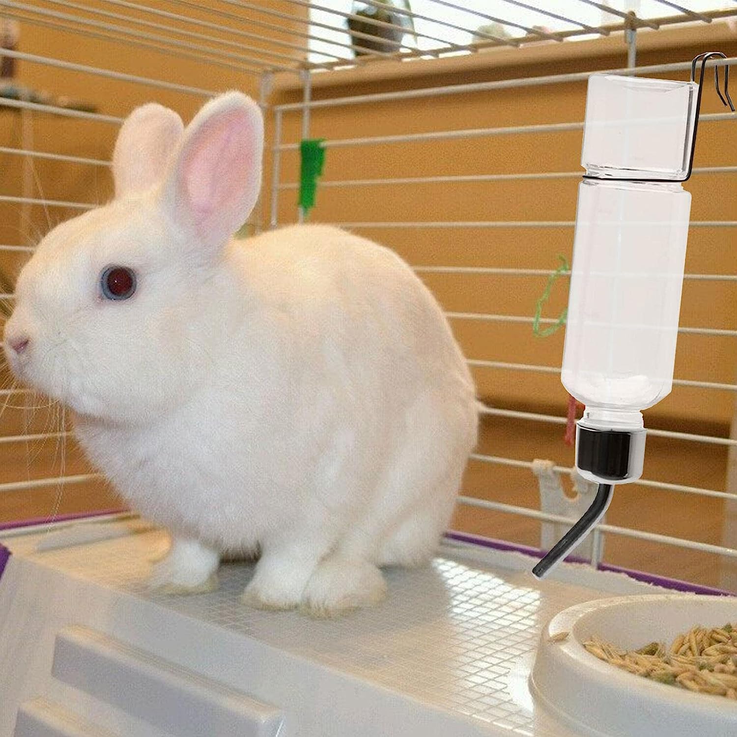 Meiso 2 piezas Biberón Conejo, Colgantes Conejito Deau Distribuidor, 350 ML Biberón Cerdo Pavo con Soporte, Colgante de Agua Botella para Bebedero Roedor, Gatitos, Perros, Condones de Indias, Hamsters