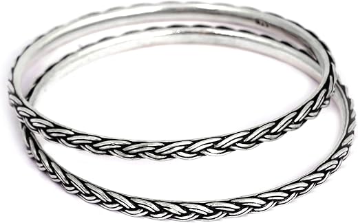 Shyle 925 Sterling Silver Bangle/Bracelet,Adya Braid Knot Bangles,Well Stamped with 925,Traditional Silver Jewellery, Pure...