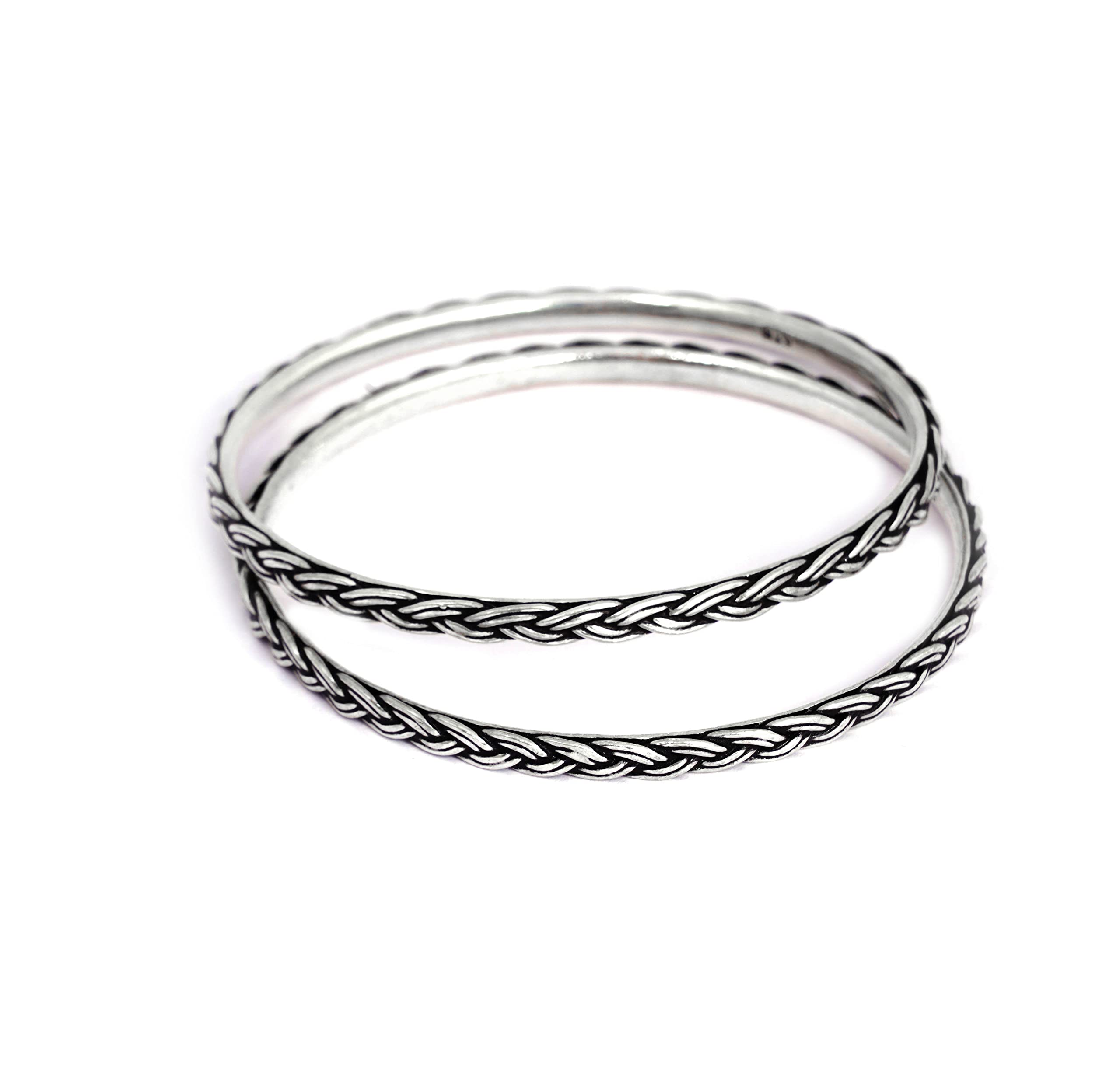 Shyle 925 Sterling Silver Bangle/Bracelet,Adya Braid Knot Bangles,Well Stamped with 925,Traditional Silver Jewellery, Pure Silver Oxidized Bangle/Bracelet, Womens Accessory (212) (B0BLZ7XJQJ) Amazon Price History, Amazon Price Tracker