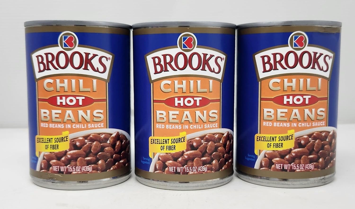 Red Beans in Hot Chili Sauce 15.5oz Cans Brooks Excellent Source of Fiber (3 Pack)