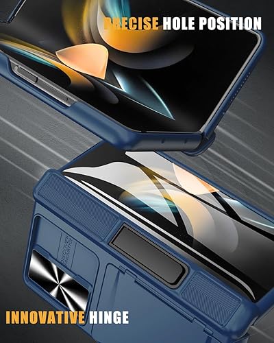 Vista 28 de Vihibii Funda multifunción para Samsung Galaxy Z Fold 4 5G con bisagra, tarjetero integrado, función atril, cubierta de cámara deslizante