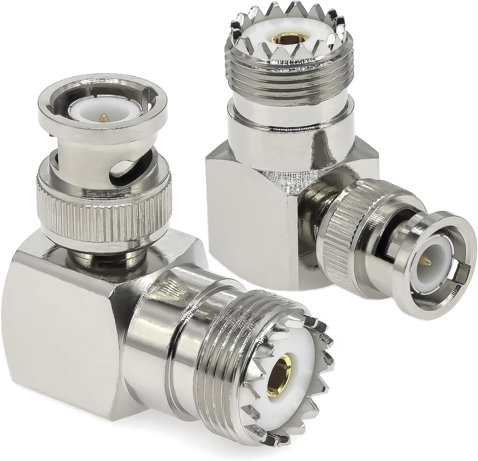 2PCS Right Angle PL259 BNC Adapter, 90 Degree Elbow SO239 UHF Female to BNC Male Coax Connector Low Loss Antenna Adapter for WiFi radios, Antenna, Broadcast, Audios