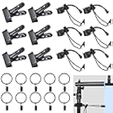 Rustark 22Pcs Backdrop Heavy Duty Spring Clamps Elastic Photo Clips Holder Clips Assortment Kit w Curtain Clips Backdrop Rings Metal Backdrop Clips Clamps for Photography Video Studio Photo Backdrop