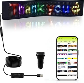 Programmable LED Advertising Display, Flexible USB 5V LED Shop Sign, Bluetooth APP Control, editable Text, Patterns, and animations, Suitable for Shops, Cars, Bars, and Commercial venues. 7.4"3.5"