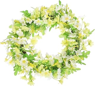 FRCOLOR 人工花輪 屋外の夏の装飾 家の春の装飾 秋の農家の花輪 造花の花輪 花の飾り 春のドアリース 春の屋外装飾 花輪の装飾 結婚式の装飾 秋のガーランド屋外 家の装飾 籐 Yellow