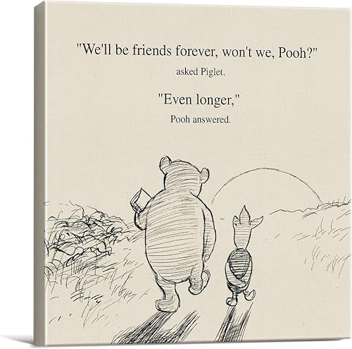 Arte clásico de Winnie the Pooh con cita de la amistad, decoración retro con texto en inglés We'll Be Friends Forever Sayings, lienzo, cuadros