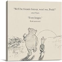 Dolimifa Vintage Yellow Cute Bear Wall Art Decor Framed Poster (8x8 Inch) | Friendship Gift for Friends, We'll Be Friends Forever Sayings, Classic Print Painting Picture Artwork, Ready to Hang, Canvas