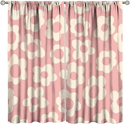 Miniatura 18 de Cortinas florales retro de los años 70, hippie, de verano, con diseño de flores, bohemias, opacas, para dormitorio, sala de estar, cocina, 70