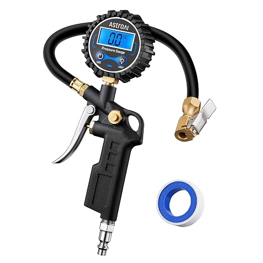 AstroAI Digital Tire Pressure Gauge with Inflator 3-250 PSI Fits 1/4" NPT