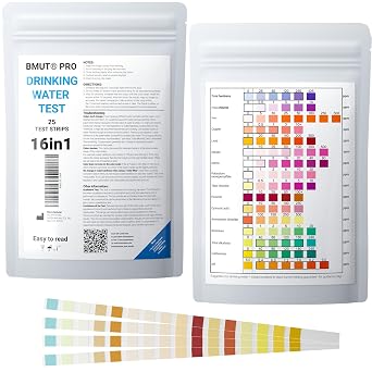 25 x 16-in-1 Drinking Water Test Strips - Tap Water Quality Analysis for Total Hardness, Lead, Copper, Nitrate
