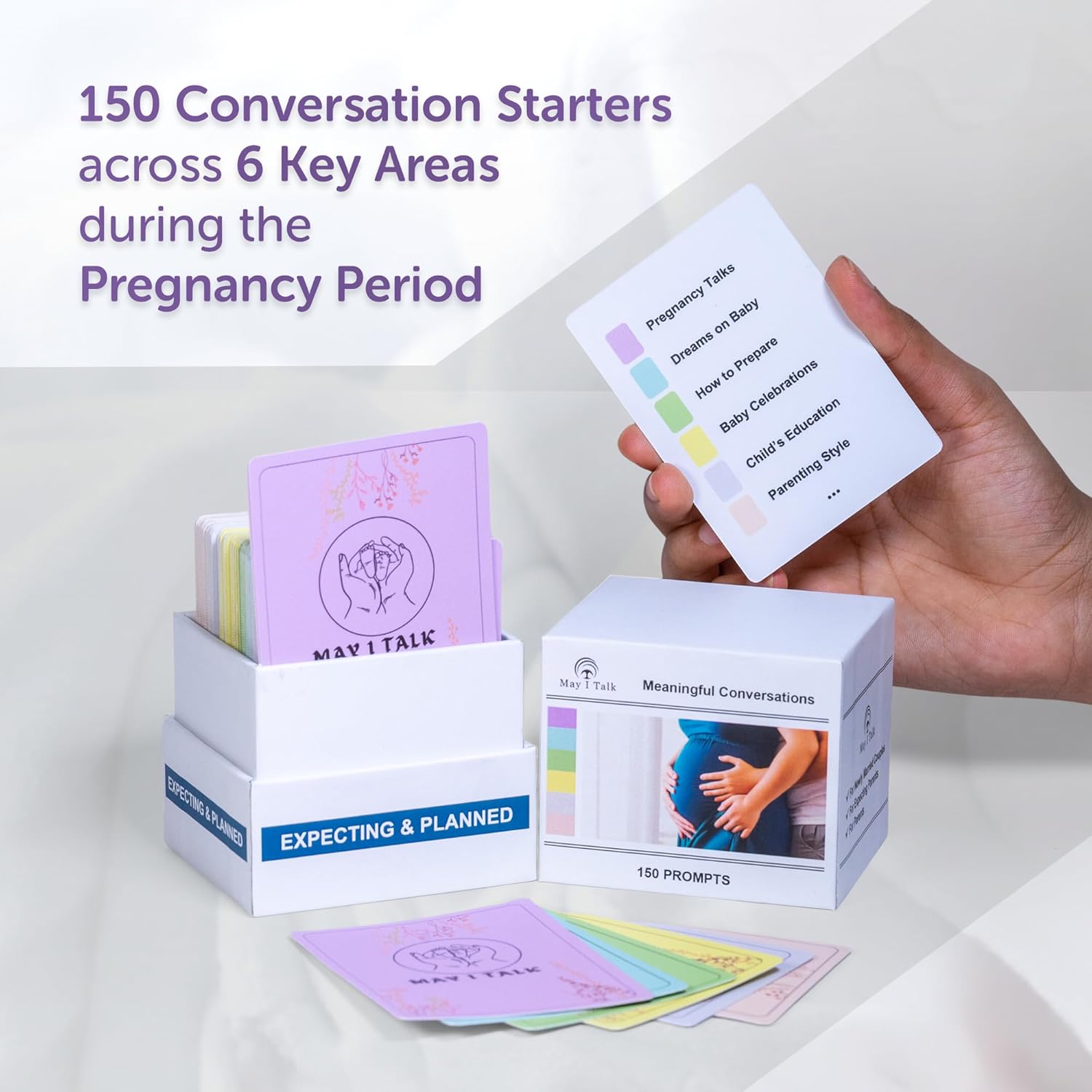 Pregnancy Conversation Cards - Expecting Better - 150 Prompts - Gift for Pregnancy Announcement - Pregnancy Must Have - Pregnancy & Parenting Planner - New Mom, Dad