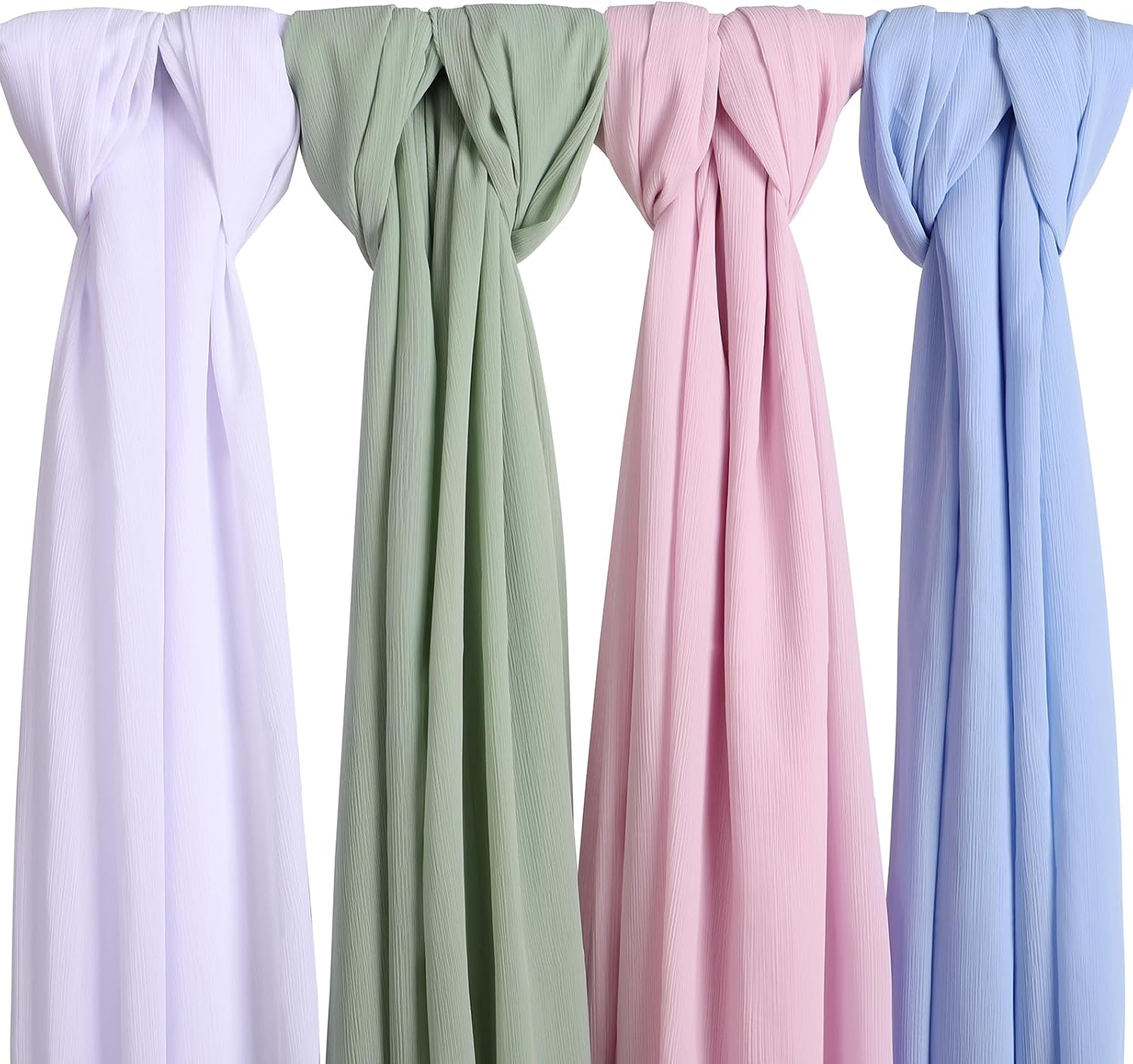 Febfim 4PCS Premium Dubai Muslim Women Chiffon Crinkle Hijab Scarf Plain Chiffon Bubble Hijab Wrap Shawl - Image 2