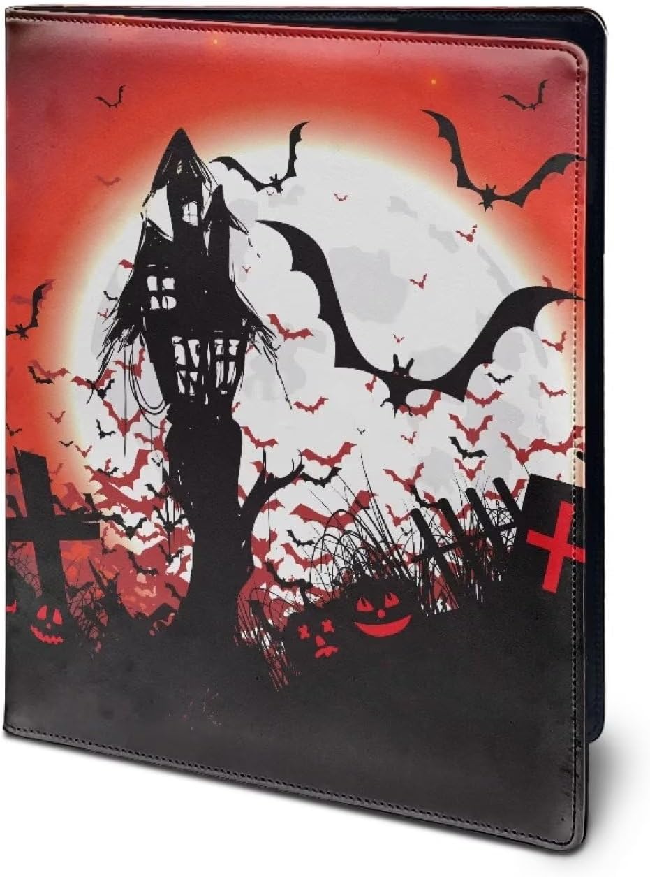Bat Printed Padfolio Portfolio Folder Binder PU Leather Notebook Cover for A4 Notepad Holder Business Portfolio Legal Pad Padfolio Gifts for Women/Men