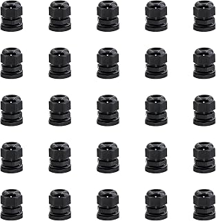 25 Pack Cable Gland, Plastic Waterproof Adjustable 1/2”-5/8”(12-16mm), PG19 Nylon Plastic Cable Gland Joints Wire Protectors