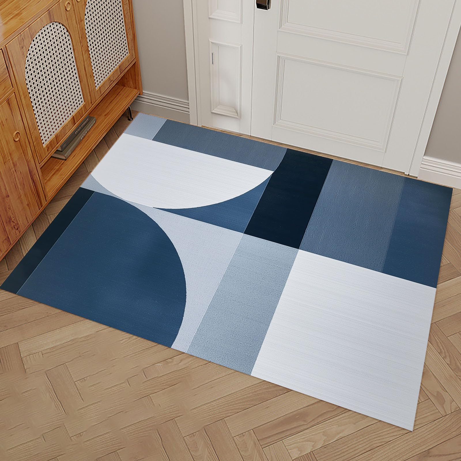 Tapis de porte paillasson d'entrée interieur exterieur lavable bleu gris