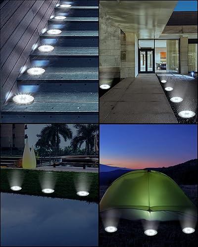 Miniatura 7 de UFOND Paquete de 12 luces solares para el suelo, luces LED impermeables para exteriores, luces de jardín para césped, camino, patio, entrada, patio,