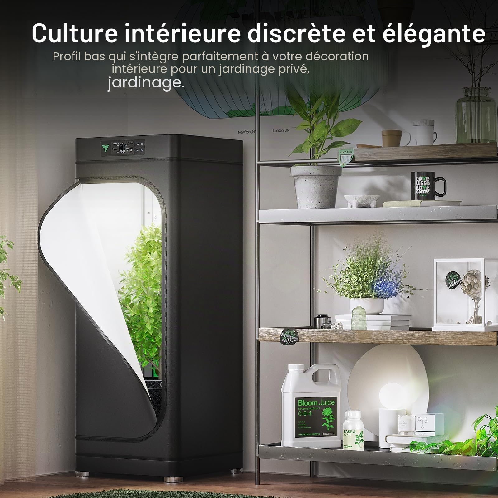 VGrow Tente de Culture Intelligente Tout-en-Un, Système Professionnel Équipé de la Lampe de Culture Samsung LM301H Evo, de Systèmes de Circulation et de Ventilation Avancés, d'Irrigation