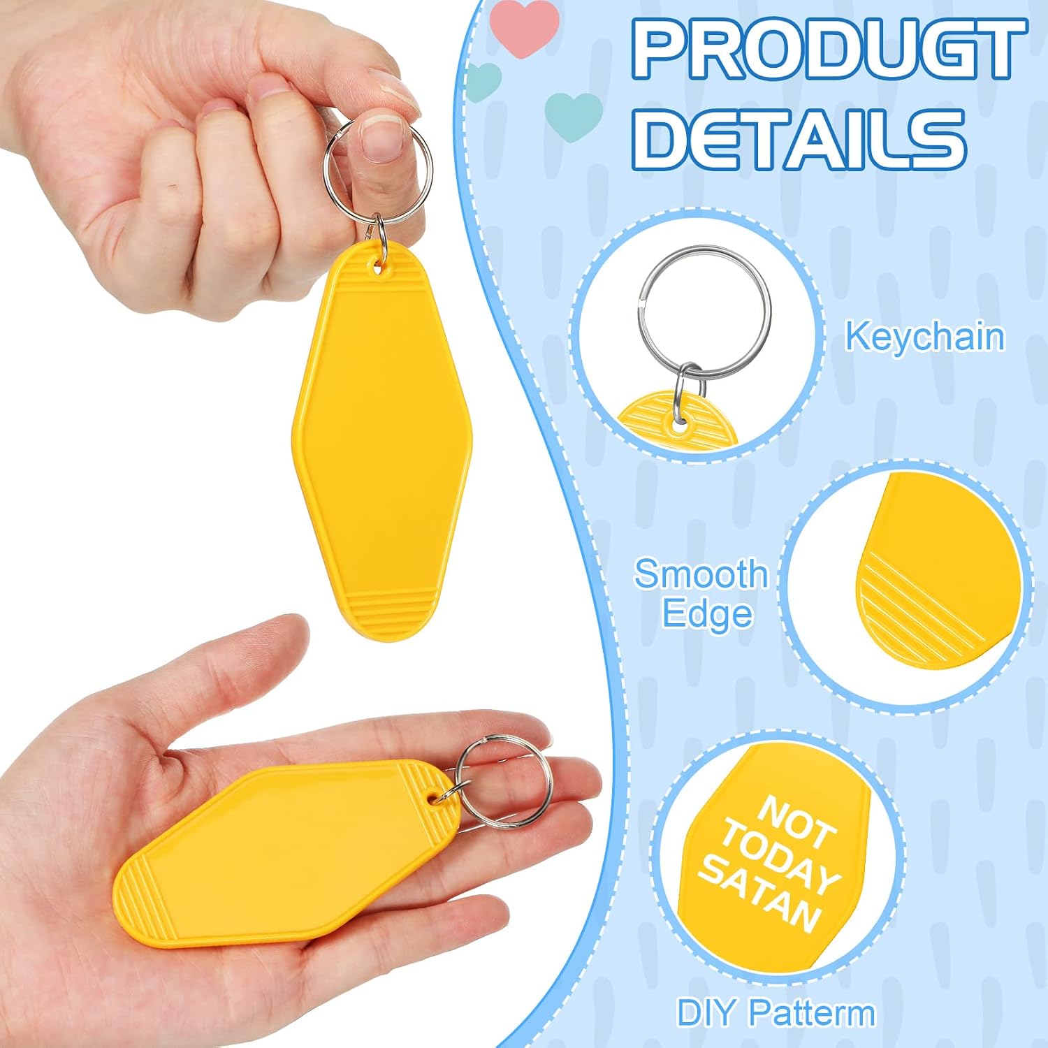 Meanplan 60 Pcs Motel Keychain Blank Hotel Sublimation Blank Keychains Heat Transfer Hotel Keychain for DIY Crafting Tag