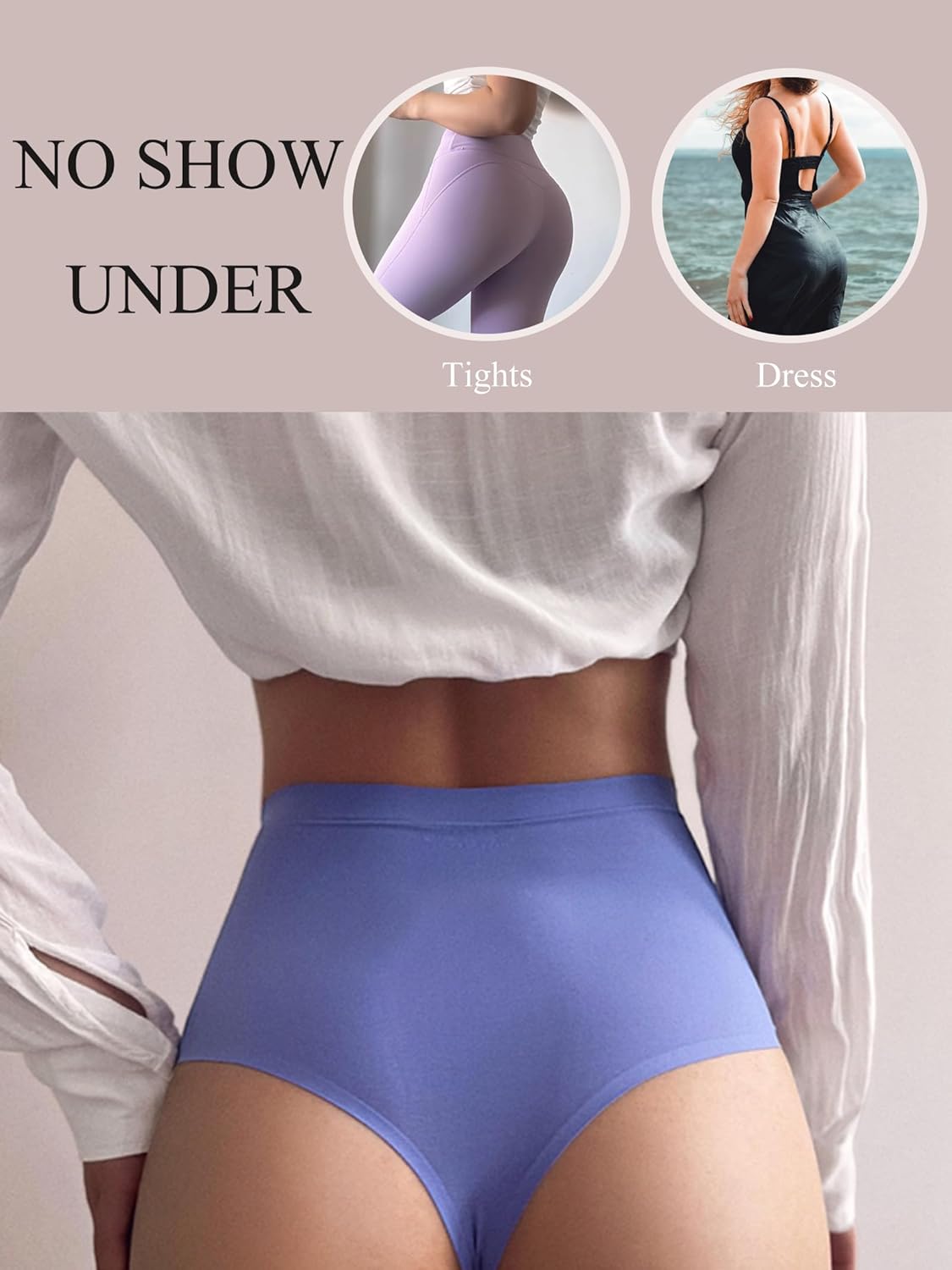 Bolivelan High Waist Thongs Seamless Stretch Comfortable Cool Panties - Image 3