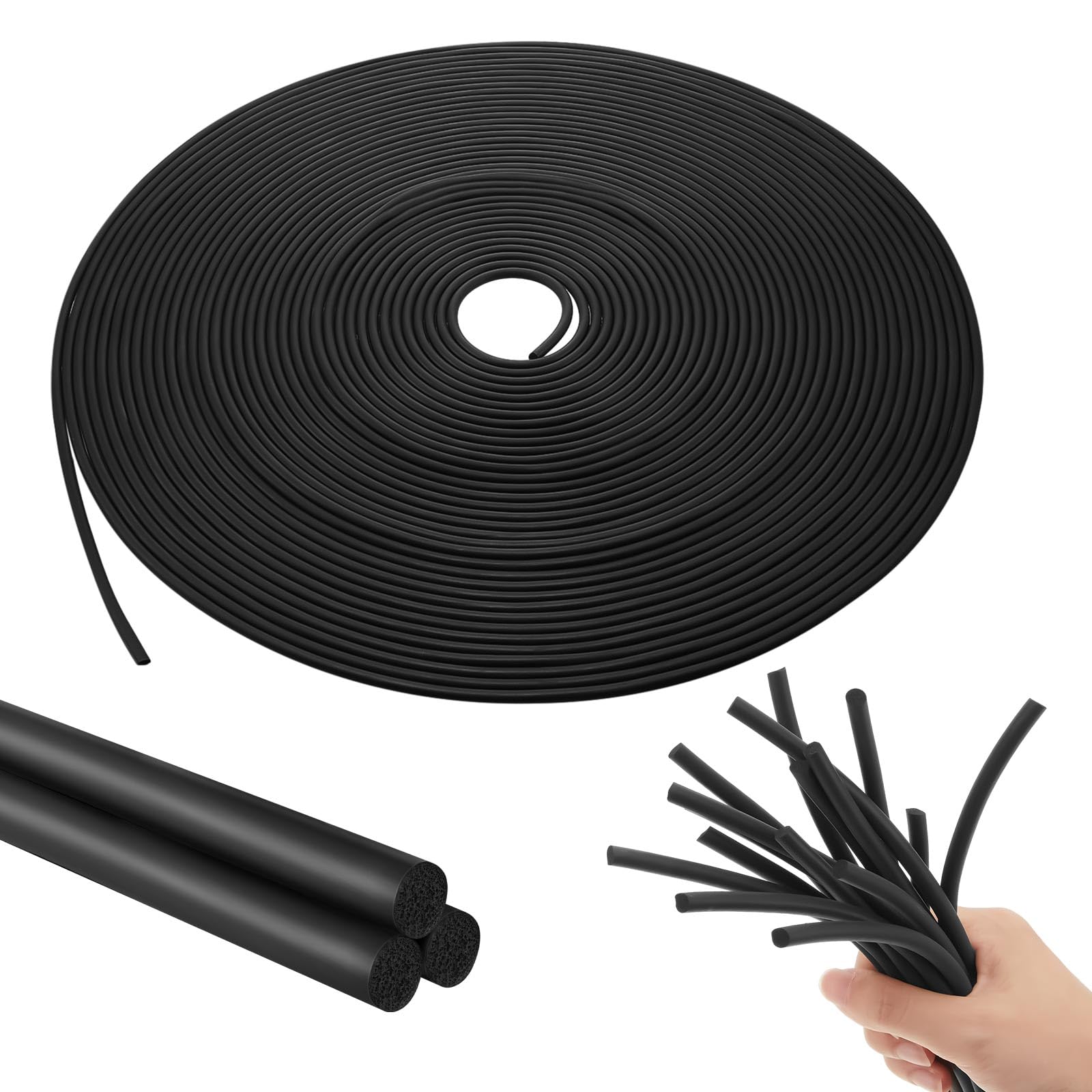 Frienda Backer Rod Foam Rubber Caulk Saver Concrete Expansion Joint Filler Weather Strip Seal for Gaps and Joints (Black,1/8 Inch X 50 ft), Frienda-poqw-1600