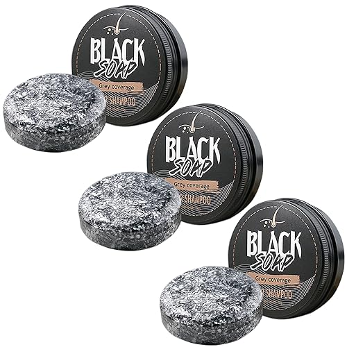 Champú para cabello gris para mujeres, 3 piezas de barra inversa de cabello gris, 1.94 oz de jabón negro para cabello gris, ingredientes naturales,