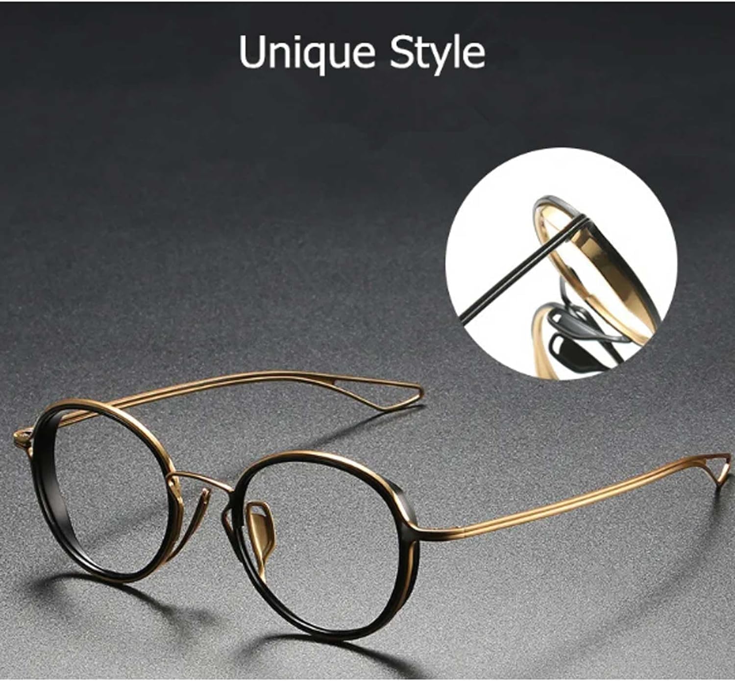 Montature Montature per Occhiali ultraleggere Montature per Occhiali Rotonde in Titanio Puro con Lenti Trasparenti Montature per Occhiali Occhiali Unisex Comodo da Indossare