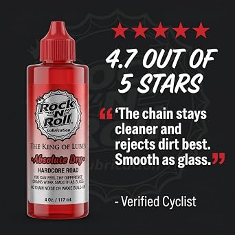 Rock N Roll Bike Lubricant, Absolute Dry Chain Lube 4oz | Built for Road Bikes and Dry Conditions, 2-in-1 Cleans & Lubes, Drivetrain Lubricant, Made in USA