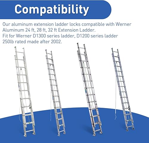 Miniatura 5 de Cerraduras de escalera de extensión para Werner 28-11, piezas de repuesto para escaleras de extensión de fibra de vidrio de aluminio de 24 pies, 28