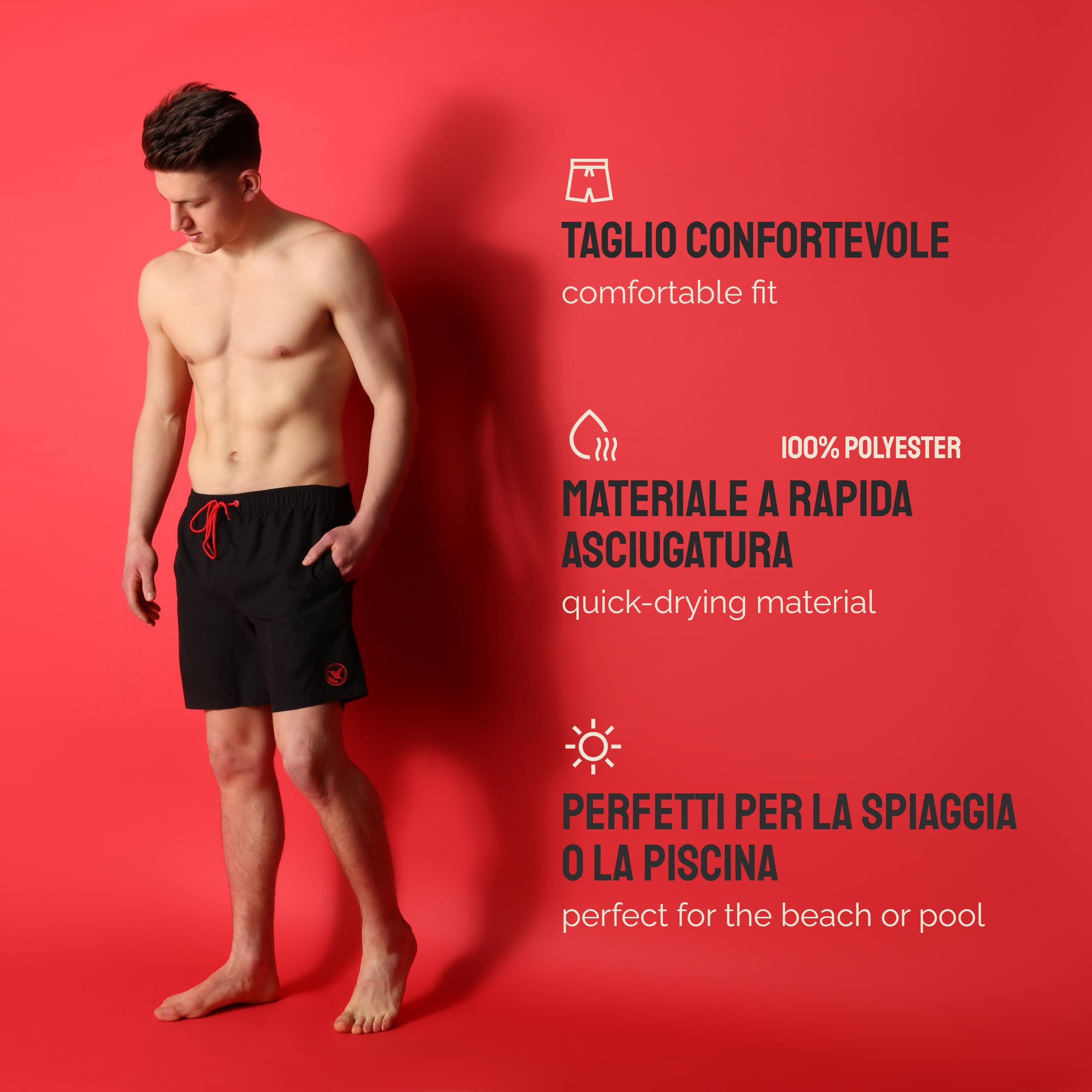Ladeheid Costume Uomo Mare Classico Lunghezza con Taschino, Medium Drawstring, Fodera Rete, Costumi da Bagno, Boxer per la Spiaggia, la Piscina e Il Surf LA40-128