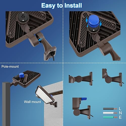 Vista 38 de ledmo Luz LED de estacionamiento de 300 W, 36000 lúmenes, 5000 K, ajustable, ajuste deslizante, iluminación de seguridad con fotocélula