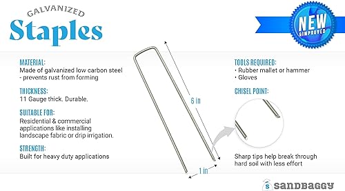 Miniatura 2 de Sandbaggy 500 grapas galvanizadas de 6 pulgadas para paisaje, estacas de jardín SOD ~ Confiadas por agricultores y contratistas de todo Estados