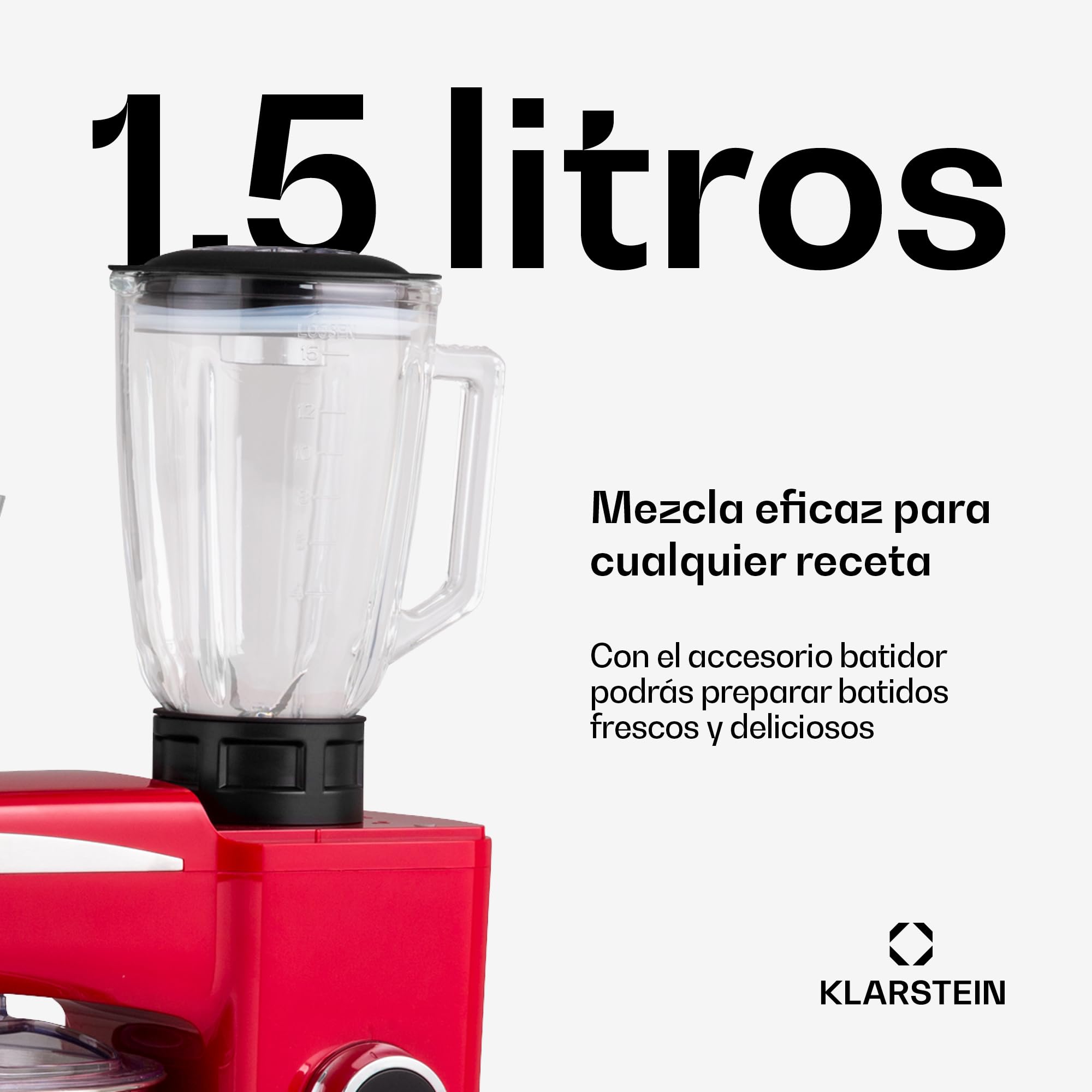 Klarstein Robot de Cocina, Batidora Vaso Multifuncional 2000W Con Picadora de Carne, Batidoras y Procesadores 3 en 1 para la Cocina, Electrodomésticos para Cocinar, Amasadora Acero Inoxidable 10l.