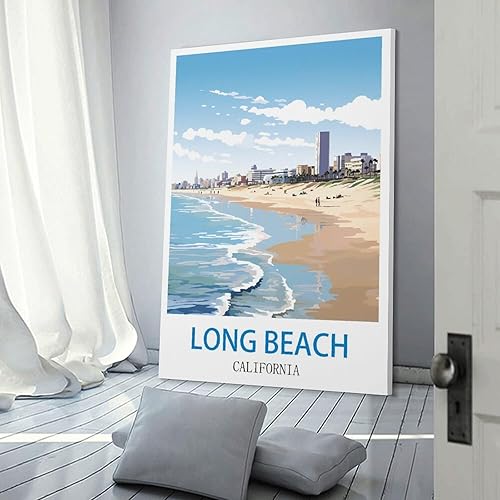 Miniatura 10 de Long Beach California - Pósteres de viaje vintage de ciudad de 20 x 30 pulgadas (19.7 x 29.5 in) para pared, pintura en lienzo para sala de estar,