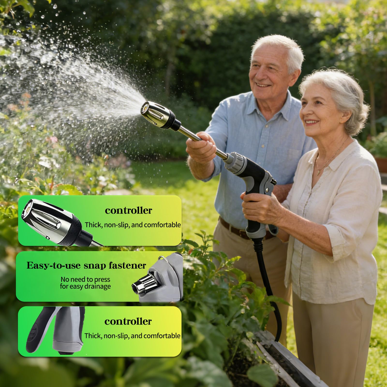 Pistola de Agua a Presión, Pistola Presión Agua para Manguera, Boquilla de Riego Multifunción para Jardín, Limpieza de Coches, Patio y Exteriores