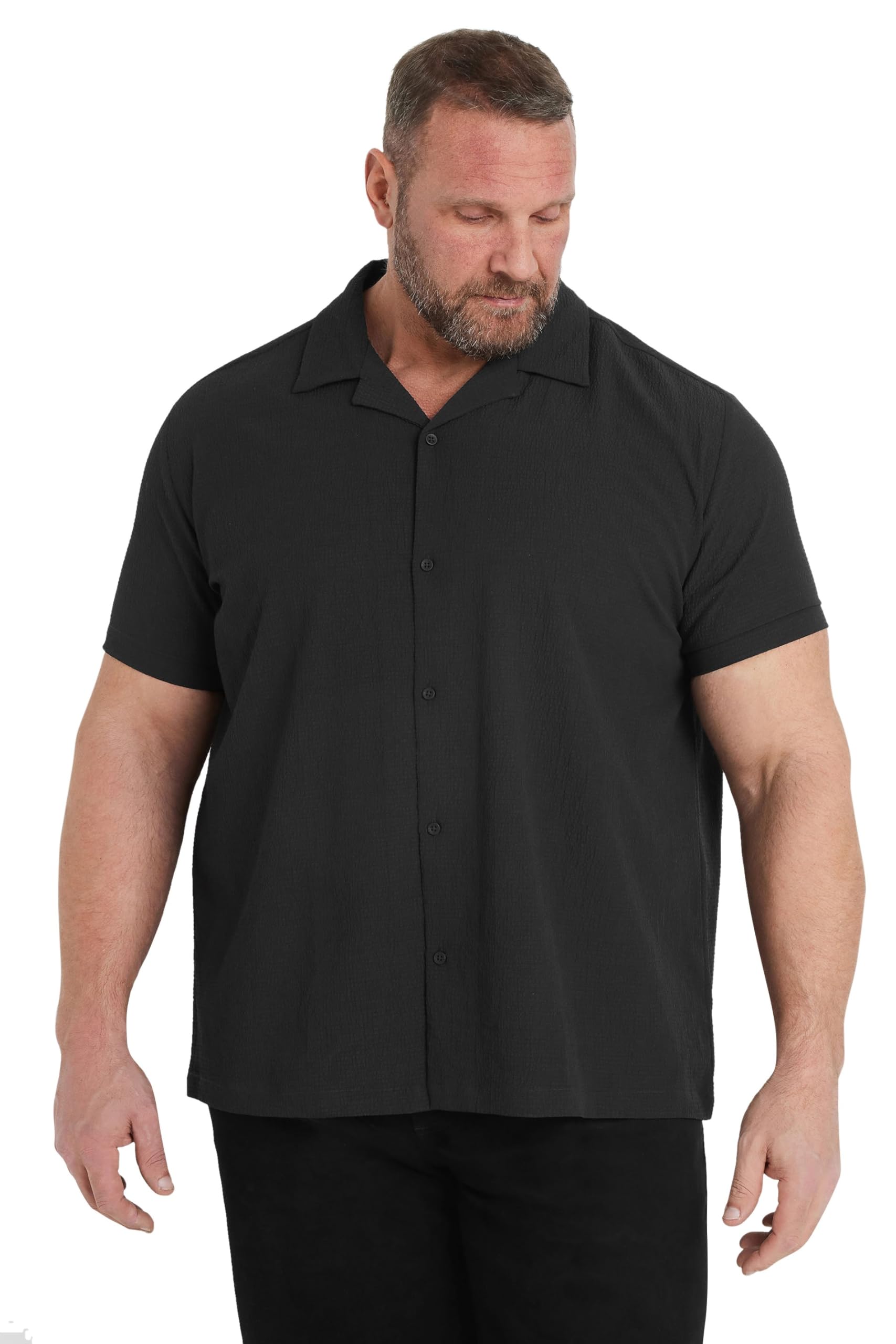BadRhino Big & Tall Seersucker Shirt - Men's - Plus Size Curve Black