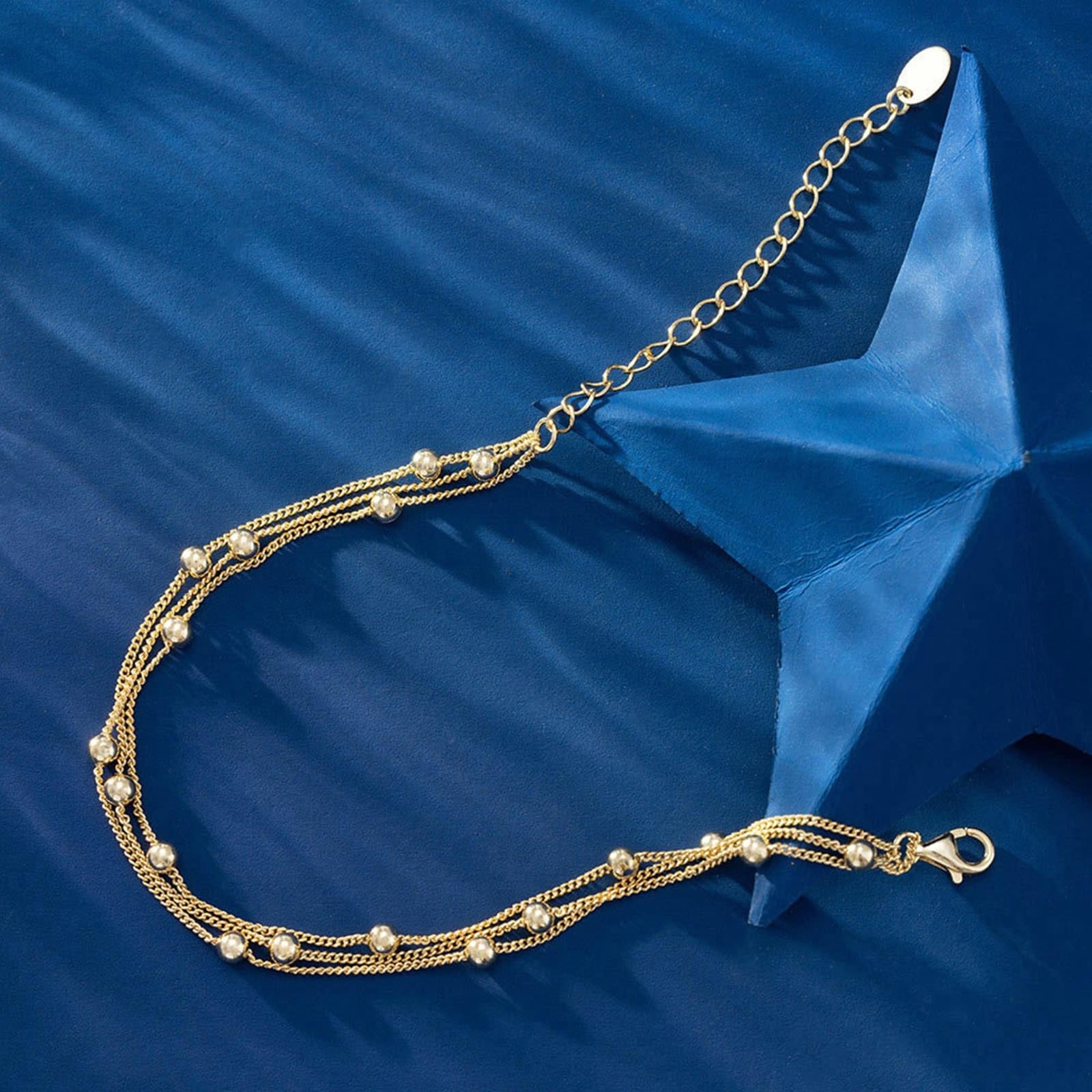KnSam Bracelet Multirang Femme, Chaînes Ornées de Boules en Argent 925, Bijoux Accessoire Fantaisie