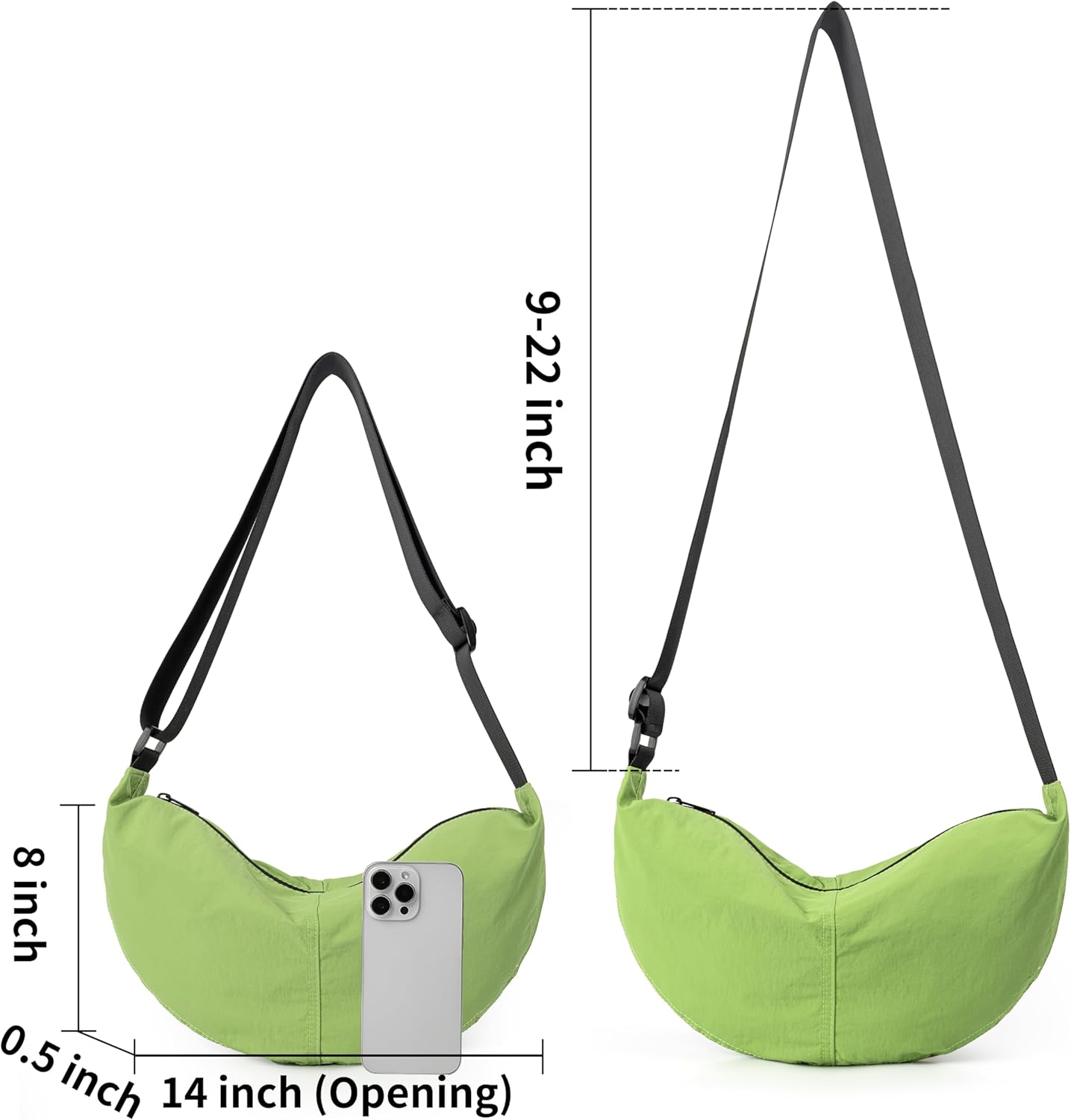 Nylon Crossbody Bag For Women Men Casual Lightweight Crescent Shoulder Hobo Purse With Wide Adjustable Strap - Image 5