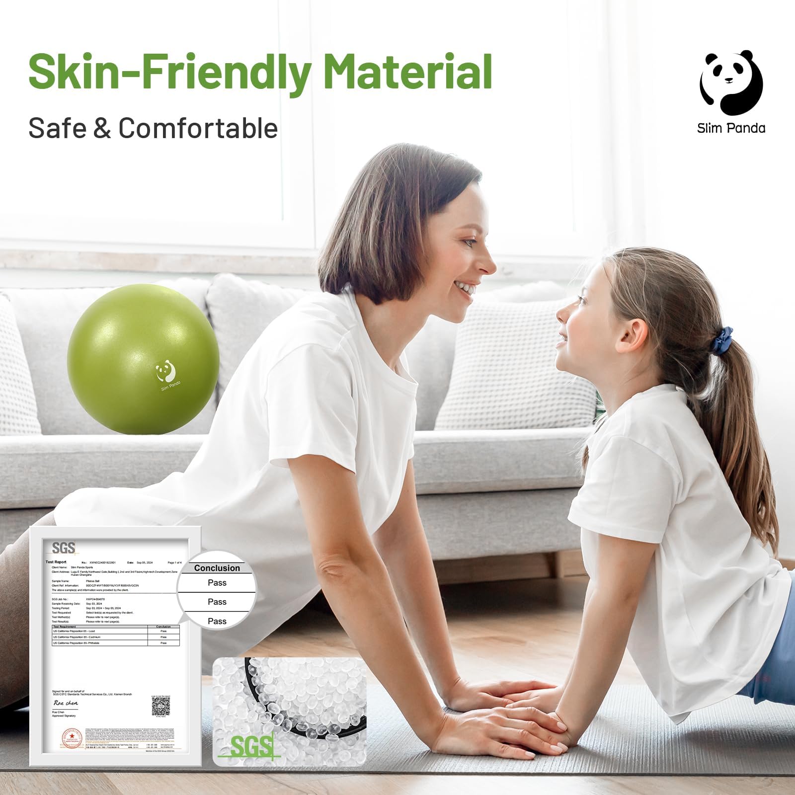 Slim Panda Palla Pilates Piccola,23-25cm Anti Scoppio Antiscivolo Palla Ginnastica con Cannuccia Gonfiabile,Soft PVC Palla daYoga per Fitness