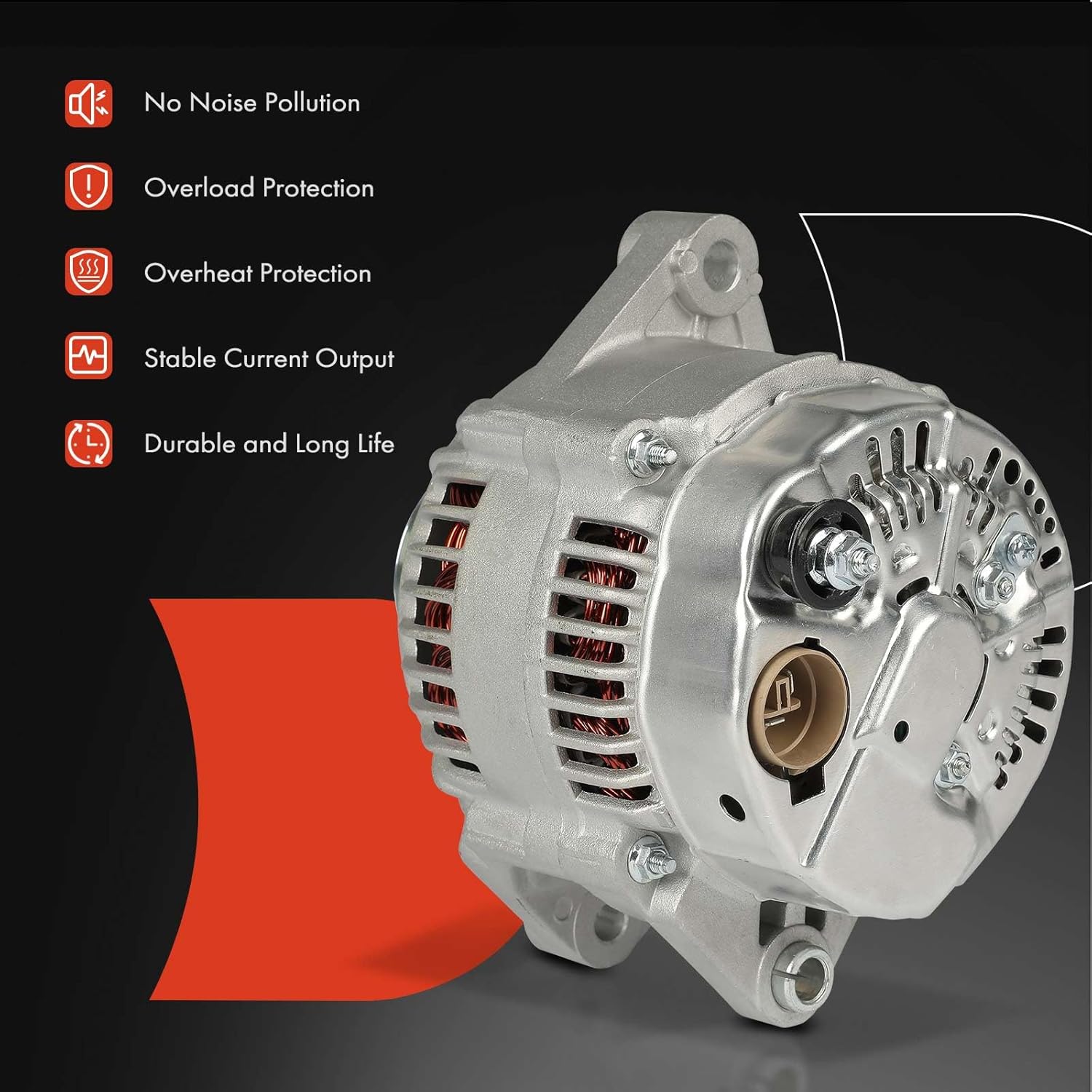 A-Premium Alternator Compatible with Dodge Stratus 1998-2000 & Chrysler Cirrus 1998-2000 & Plymouth Breeze 1996-2000, Naturally Aspirated, 12V 125A 6-Groove Pulley Clockwise, Replace# 4609230