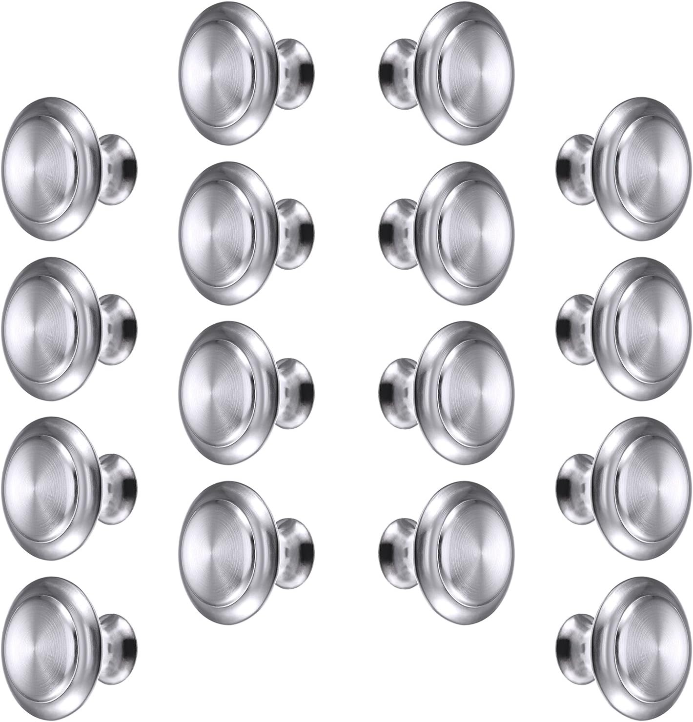 Bememo 24 Pack Silver Cabinet Knobs Kitchen Round Drawer Dresser Handles Kitchen Cabinet Round Pulls Hardware 1.06 x 0.79 Inch