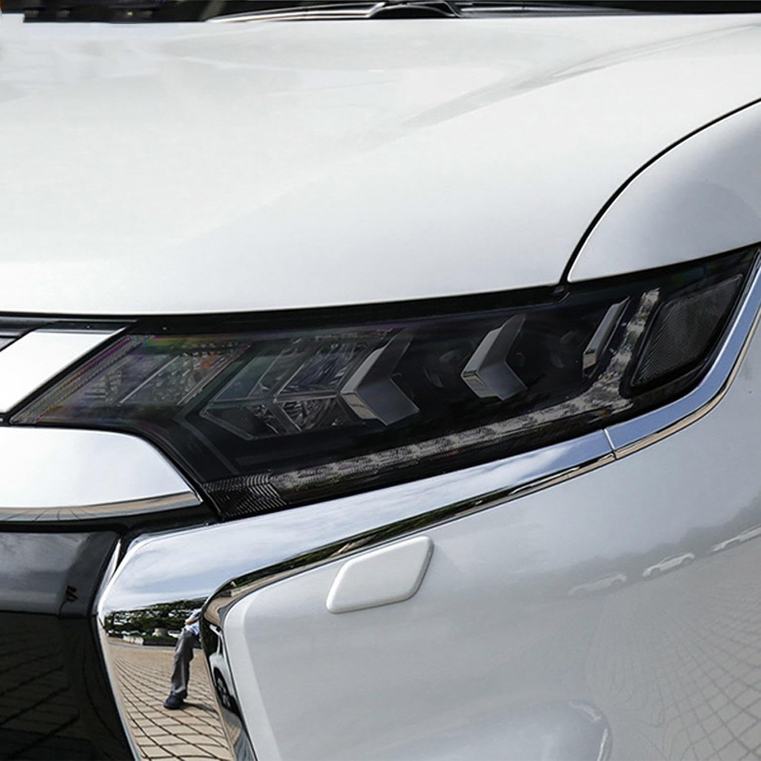 Car Headlight Protective Film Headlamp Restoration Scratch-Resistant Transparent Black TPU Sticker，for Mitsubishi Outlander 2015-2020