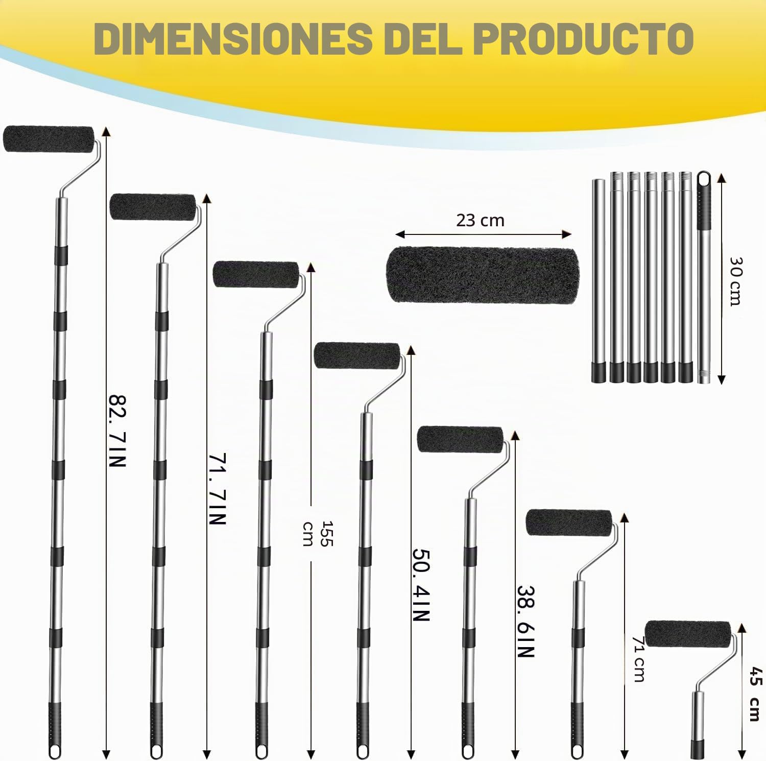 Rodillo de espátula, rollo de 23 cm para masilla, rodillo de revestimiento para masilla, rodillo especial para masilla, rodillo de nailon premium para masilla con grillete