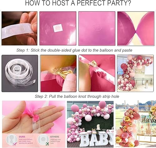 Miniatura 4 de Kit de arco de guirnalda de globos rosados, 122 globos de látex rosa rojo bebé de 18 x 12 x 5 pulgadas con globos metálicos de oro rosa para baby