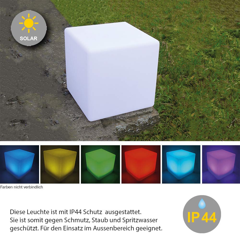 Dapo LED-Solar-Garten-Leuchte MATE 40cm Würfel | Solar-betrieben, LED-Beleuchtung, Würfelform