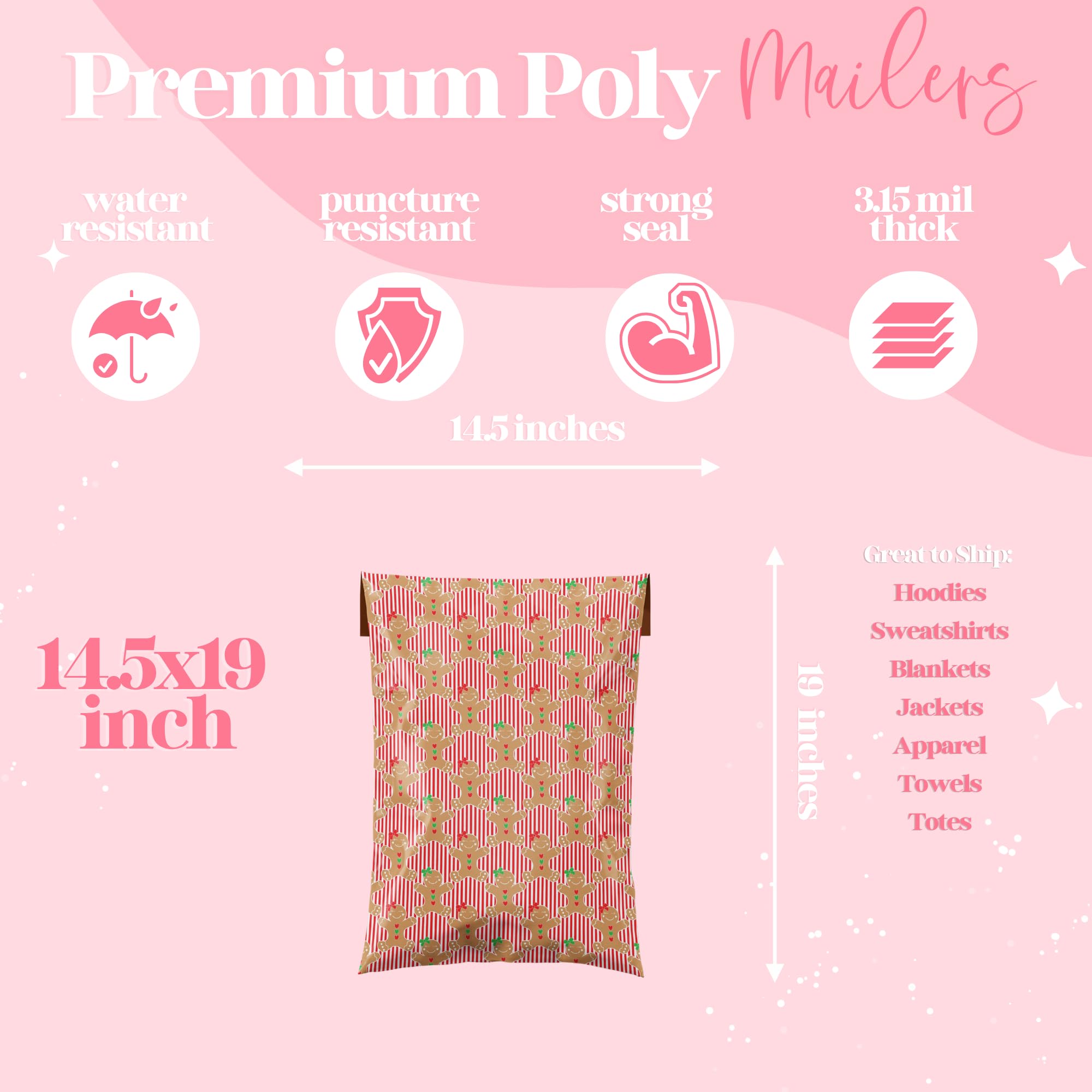 Christmas Poly Mailers - Variety Pack of 18 -5 Christmas Poly Mailers - Variety Pack of 18 -5
