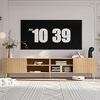 KIMOLST 86 Inch Modern Fluted TV Stand for Living Room - Entertainment Center with Adjustable Shelves & Ample Storage