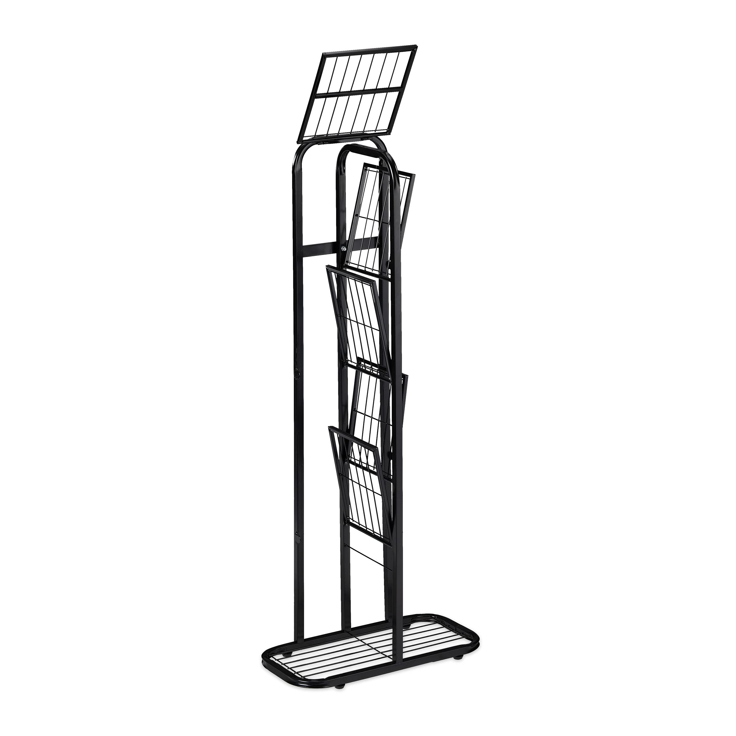 Relaxdays Scaffale Portafiori in Metallo, Fioriera da Esterno e Interno, 6 Mensole Porta Piante, 107 x 44 x 24 cm, Nero