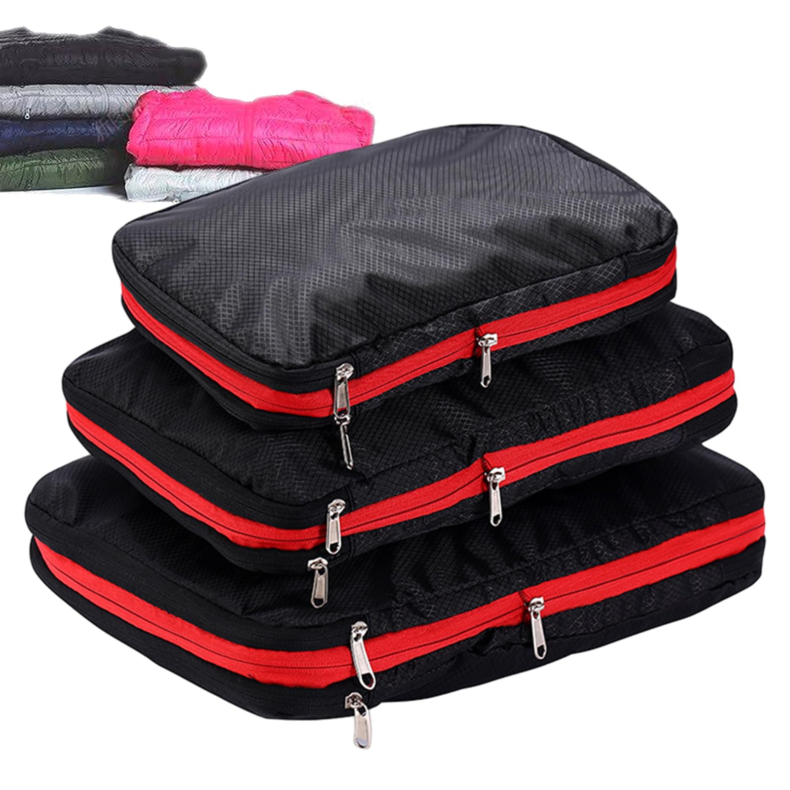 Organizadores de equipaje de compresión juego de 3 piezas grandes bolsas impermeables de viaje