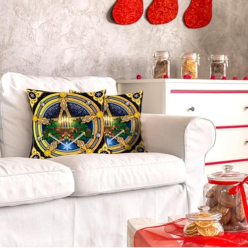 Miniatura 4 de Nepnuser Yule - Juego de 2 fundas de almohada de 18 x 18 pulgadas, decoración pagana de Navidad, solsticio de invierno, vacaciones, para cama, sofá